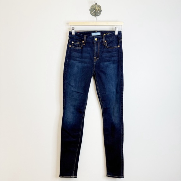 7 For All Mankind B(air) Skinny Jeans Dark Wash Mid Rise Women’s Size 26 Stretch - Picture 1 of 9